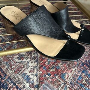 Franco Sarto Black and Tan Mules